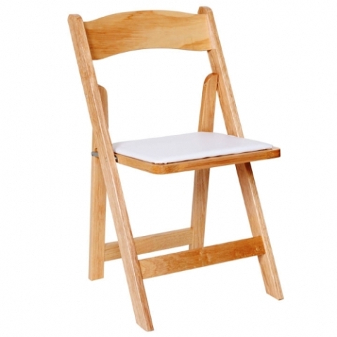 Madera Natural plegable silla con asiento acolchado